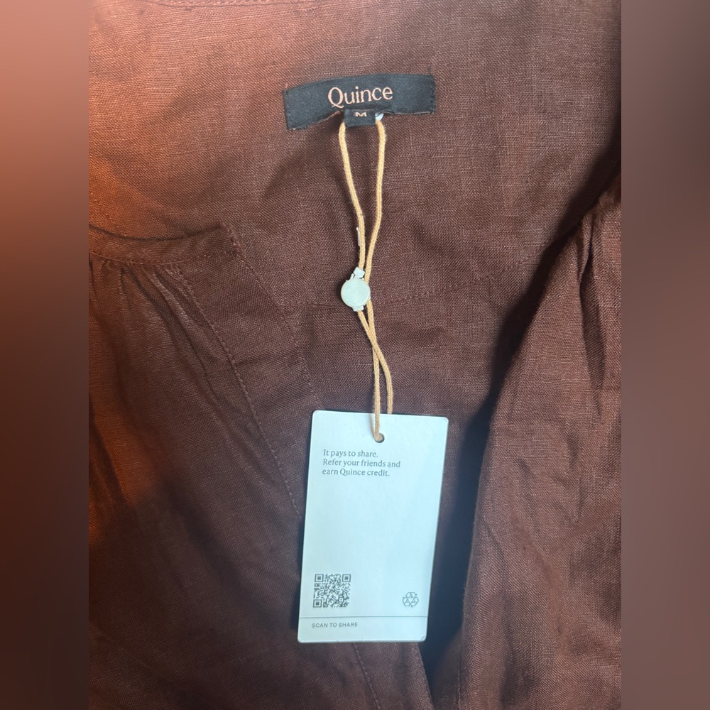 Quince 100% European Linen Tiered Maxi Dress Chocolate Rust - Picture 7 of 10